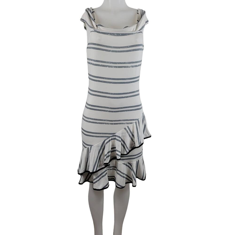 Venus Gray/White Dress With Ruffle Edge Women's Large